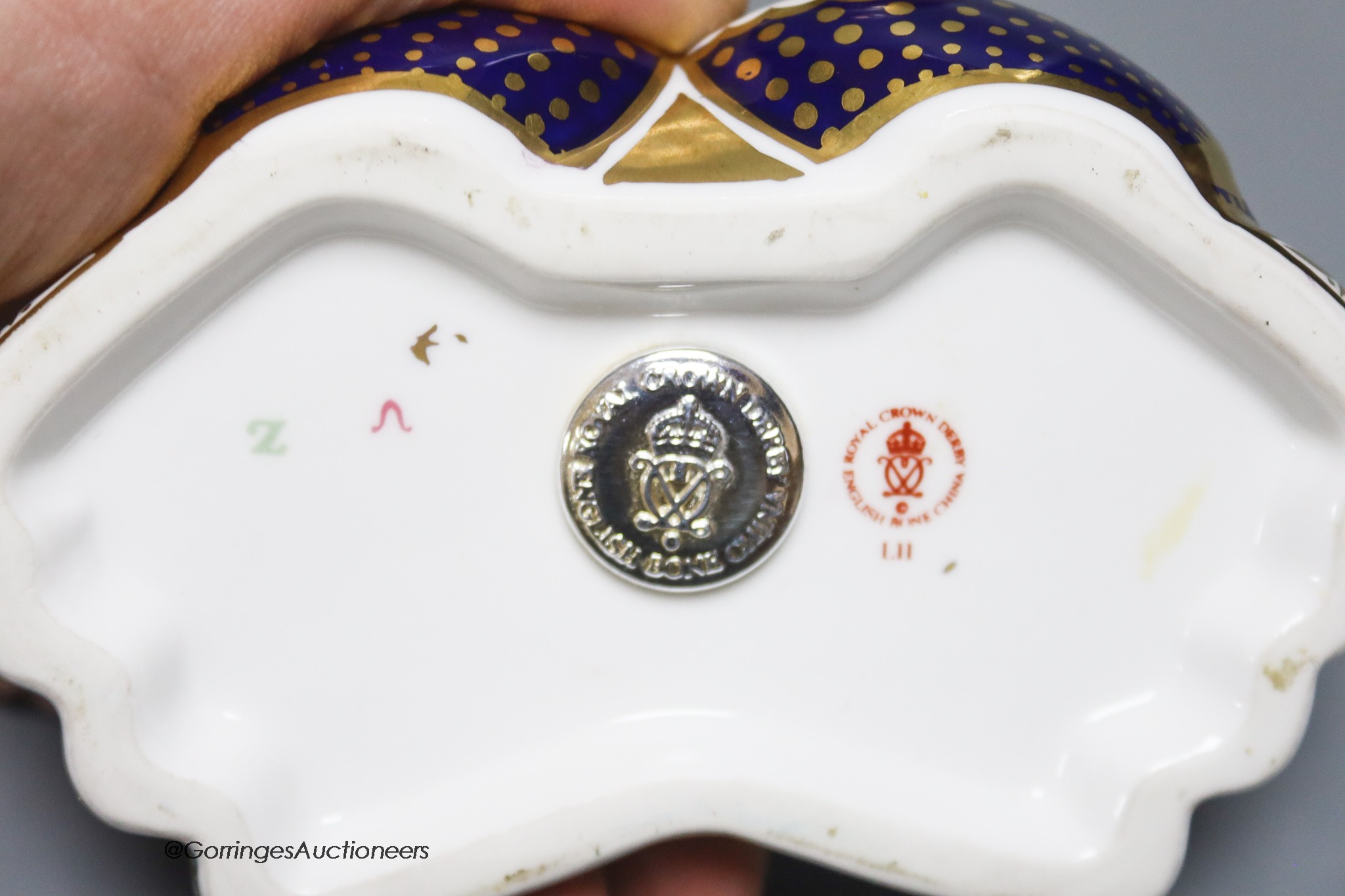 A Group of Royal Crown Derby animal and bird ceramic paperweights and two Mansion House dwarf figures, 3 boxed (8)